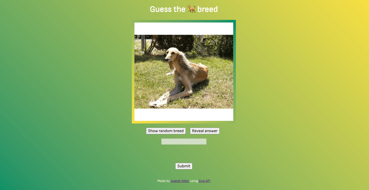 Dog Breed Guessing Game